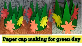 Green Day Cap Making With Craft Paper.