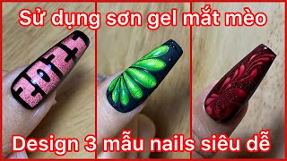 Cách vẽ mẫu nails tết đơn giản từ sơn gel mắt mèo