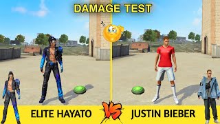 ELITE HAYATO VS JUSTIN BIEBER DAMAGE TEST // GARENA FREE FIRE