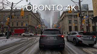 Driving Downtown - Snow Drive - Toronto 4K - Canada