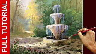 Tutorial : Acrylic Landscape Painting / Fountain in the Forest / JMLisondra