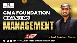 CMA Foundation || Management || L4 || Chp 5.4 || Dec 2024 || Prof. Darshan Dhoka