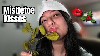 ASMR- Mistletoe kisses from your girlfriend (Roleplay) Upclose kisses