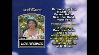 Magdeleine Francois ~ Short Obituary