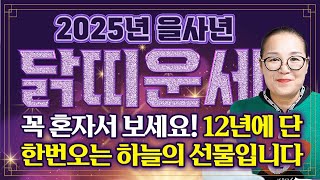 💜2025년 을사년 대박 닭띠운세💜기대하세요!! 내년에 닭띠분들 인생이 바뀝니다! 운기가 바뀌고 금전,귀인,문서 한번에 들어옵니다! 57년생 69년생 81년생 93년생 닭띠운세!