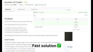CodeChef Starters 54 | Number of Credits || 100 % beats Solution✅ #codechef #codechefsolution