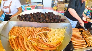 Sunday Street Food in Milan, Italy. Pork Knuckles, Ribs, Angus, Huge Wurst \u0026 more Food