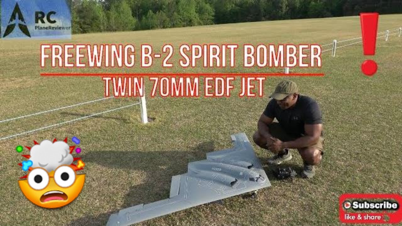 Freewing B-2 Spirit Bomber Twin 70mm EDF Jet Grass Ops Maiden Flight ...