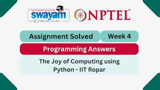 The Joy of Computing using Python Week 4 | Programming Answers || #nptel #nptel2026 #myswayam