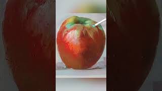 How To Paint A Red Apple  #oilpinting #art  #howtopaintapple #timelapse