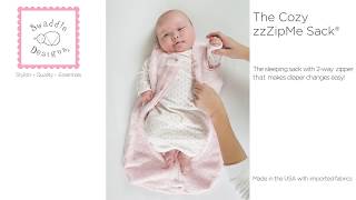 SwaddleDesigns ~  Cozy zzZipMe Sack® in Pink Puff Circles