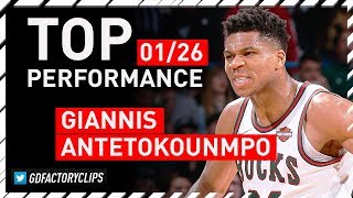 Giannis Antetokounmpo TOP Full Highlights vs Nets - 41 Pts, 13 Reb, 7 Ast | 2018.01.26