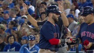 BOS@TOR: Pedroia plates two with a single to center