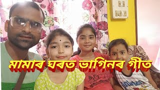 গৰমৰ বন্ধত মামাৰ ঘৰত ভাগিন৷ গাই শুনালে বিয়ানাম ,দিহানাম৷ চাবচোন