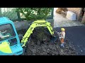 build a small machine shed at farm. rc excavator yanmar b37v scania man truck cat 279d. part 1