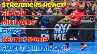 Streamers React! Shawn Michaels gives Kevin Owens Sweet Chin Music! #wwe #shawnmichaels #hbk