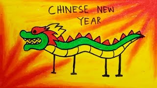 How To Draw Chinese New Year Dragon Easy Step By Step |Drawing Happy Chinese New Year Beautiful