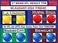 STL 3RD Draw 7PM Result La Union Nueva Ecija Baguio Benguet 09 August 2024 FRIDAY