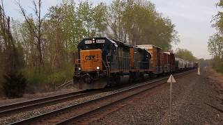 (HD) long CSX local train with conrail caboose at the end!