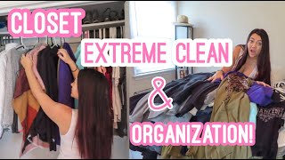 EXTREME CLOSET CLEAN WITH ME!// CLOSET & ROOM ORGANIZATION!!