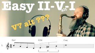 Easy II-V-I licks to practice (v7 altered) patterns PDF