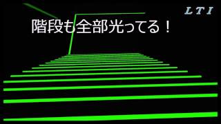 蓄光製品による避難誘導ムービー（3D）