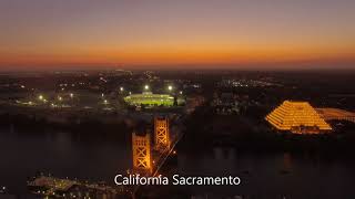 California Sacramento At Night 4k, Drone Footage, A Travel Tour UHD