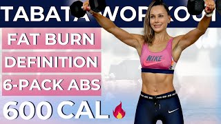 60-MIN TABATA WORKOUT + ABS 🔥 Weight Loss, Full Body Sculpting with Light Weights, Bell Fat  Shred 🔥