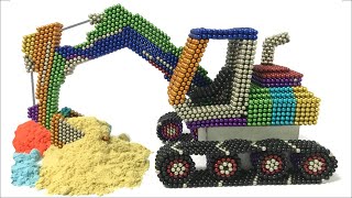 Cách chế tạo xe cần cẩu | xúc đất |DIY How To Make Colored Excavator From Magnetic Balls(Satisfying)
