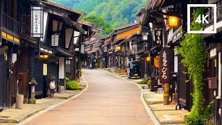 Quiet Morning Walk at Old Japanese Town // Nakasendo Narai-juku 4K HDR