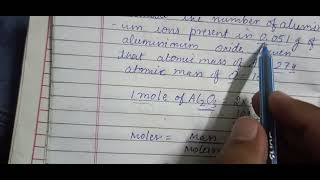 The number of aluminium ions present in 0.051 g of aluminium oxide: Given atomic mass of Al= 27u