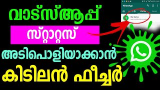 വാട്സപ്പ് സ്റ്റാറ്റസ് അടിപൊളിയാക്കാം | Best feature for WhatsApp status | WhatsApp status trick