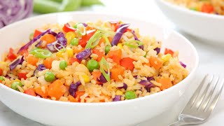 Rainbow Fried Rice Recipe | 20 Minute Meal Prep | Healthy + Quick + Easy