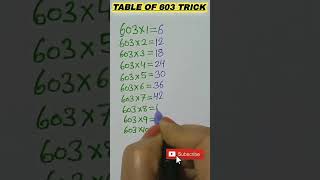 Table of 603 trick#mathshorts #viralshorts #tabletrick #maths #shorts#shortyoutube.