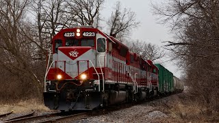 WAMX 4223 SD40M-2 Leads a cool lashup on WSOR L595 at Waupun, WI! 2/23/24