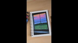 Window View of a Meadow 🌸 Simple Acrylic Painting for Beginners #shorts