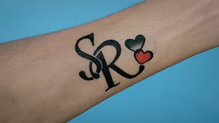 SR Couple letter tattoo || SR name tattoo - letter s and r tattoo designs