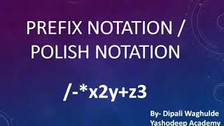 Prefix Notation /Polish Notation
