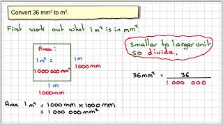Converting units of area mm squared to m squared