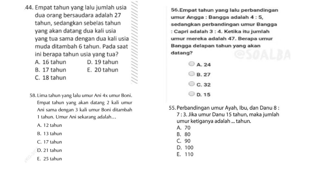 Cara Mengerjakan Soal-soal Perbandingan Umur Dengan Logika Sederhana ...