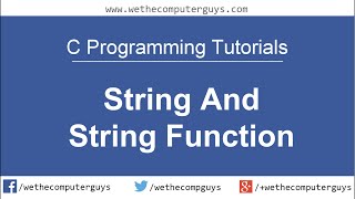C Programming Language Tutorial -Lect 20 Strings