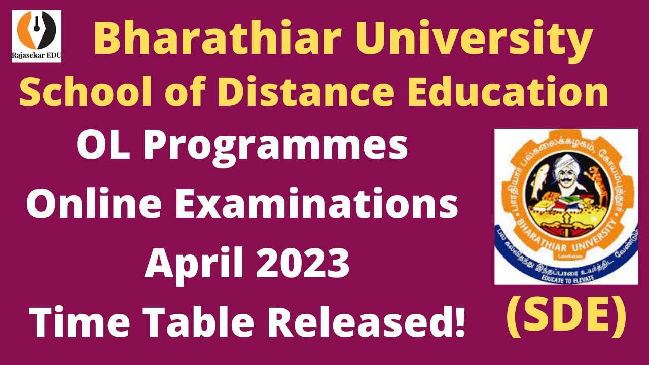 Online Exam Time Table April 2023 Released| Bharathiar University| OL ...