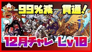 【パズドラ】12月チャレンジLv10　99％減とか無視！【実況】