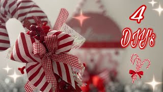 4 Ideas NAVIDEÑAS CANDY CANE/Manualidades con reciclaje /Christmas decorations /decorações de Natal