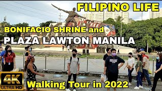 Philippines Walking Tour At PLAZA LAWTON \u0026 BONIFACIO SHRINE Manila  City Philippines