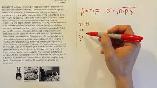 Mean, variance, and standard deviation of binomial random variables, example 73