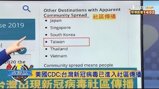 美國CDC：台灣新冠病毒已進入社區傳播 【T台政經話】 20200220