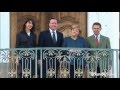 Merkels welcome Camerons to German castle