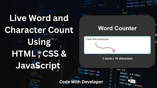 Live Character Counter using CSS & JavaScript | Code With Developer