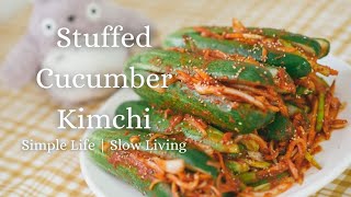 SIMPLE LIFE Silent Vlog #29: Homemade Cucumber 오이소박이 Kimchi & Goofy Fruit Mukbang
